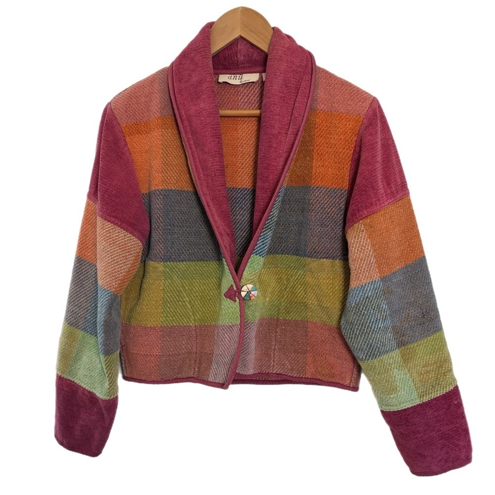 Anu by natural colorful 100% cotton  corduroy color block blazer - Picture 2 of 8